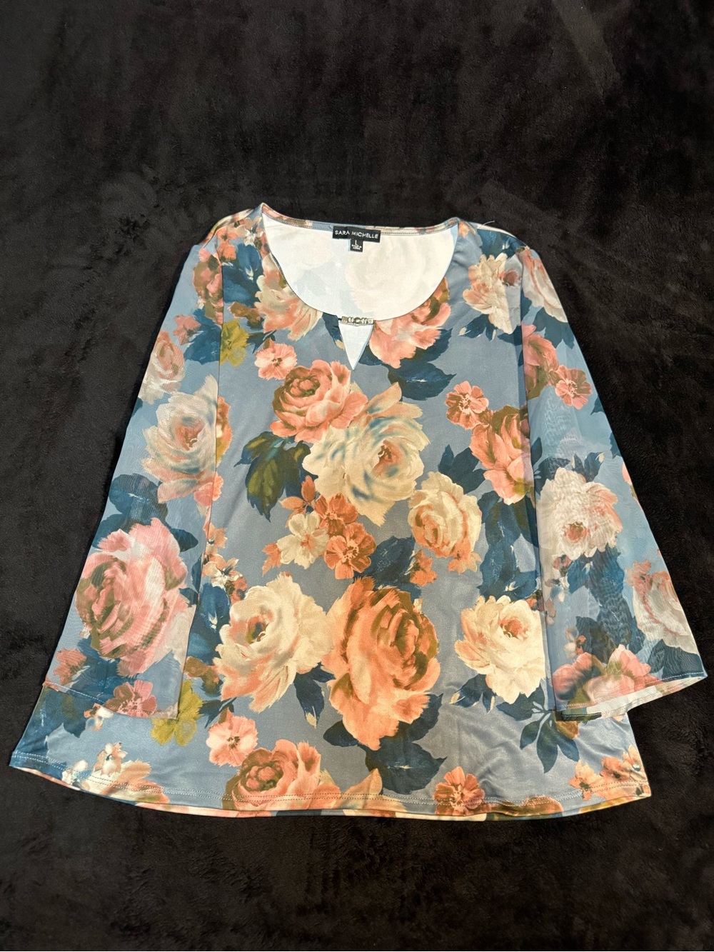 Sara Michelle Floral Blue and Pink Swing Tunic